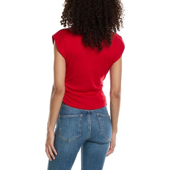 Michael Stars Amara Mock Neck Power Shoulder Top - Picture 2 of 3